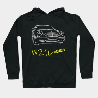 Mercedes W210 front simple sketch grey yellow Hoodie